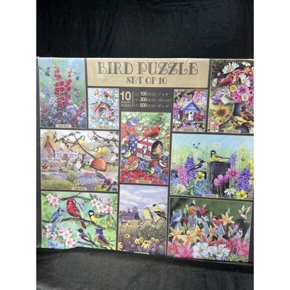 Gemstone Bird Puzzle Set of 10 Jigsaw Puzzles 2-100pc 4-300pc 4-500pc NEW Sealed